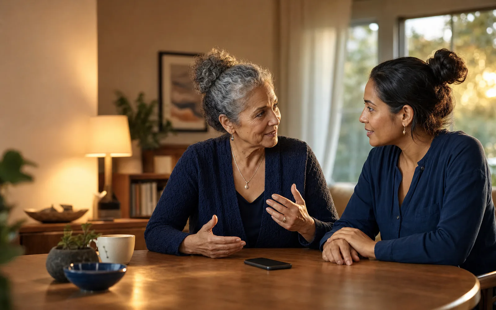 Illustration of two trusted adults discussing a suspicious request